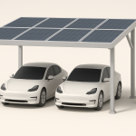 Image montrant Carport solaire aluminium: protège et fournit énergie verte
